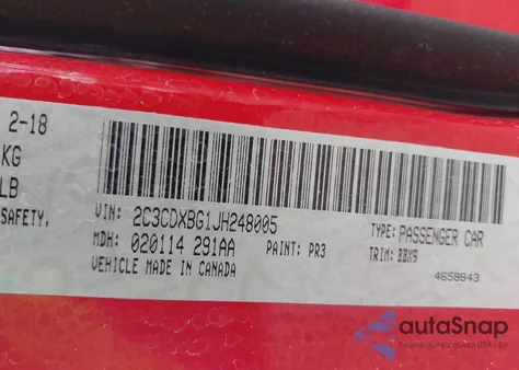 2018 Dodge Charger Sxt Rwd z USA, uszkodzony, nr VIN 2C3CDXBG1JH248005